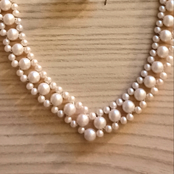 Vintage 60's - 70's  Faux Pearl Necklace Choker with Earrings Set - Picture 9 of 9